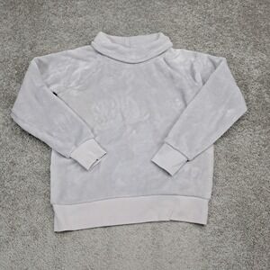 Gaiam Womens Small Light Gray Fuzzy Fleece Funnel Neck Pullover Sweatshirt S